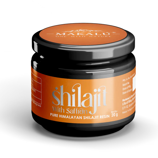 Makalu Shilajit Resin with Saffron – Pure Himalayan Strength & Vitality Booster (20gm)