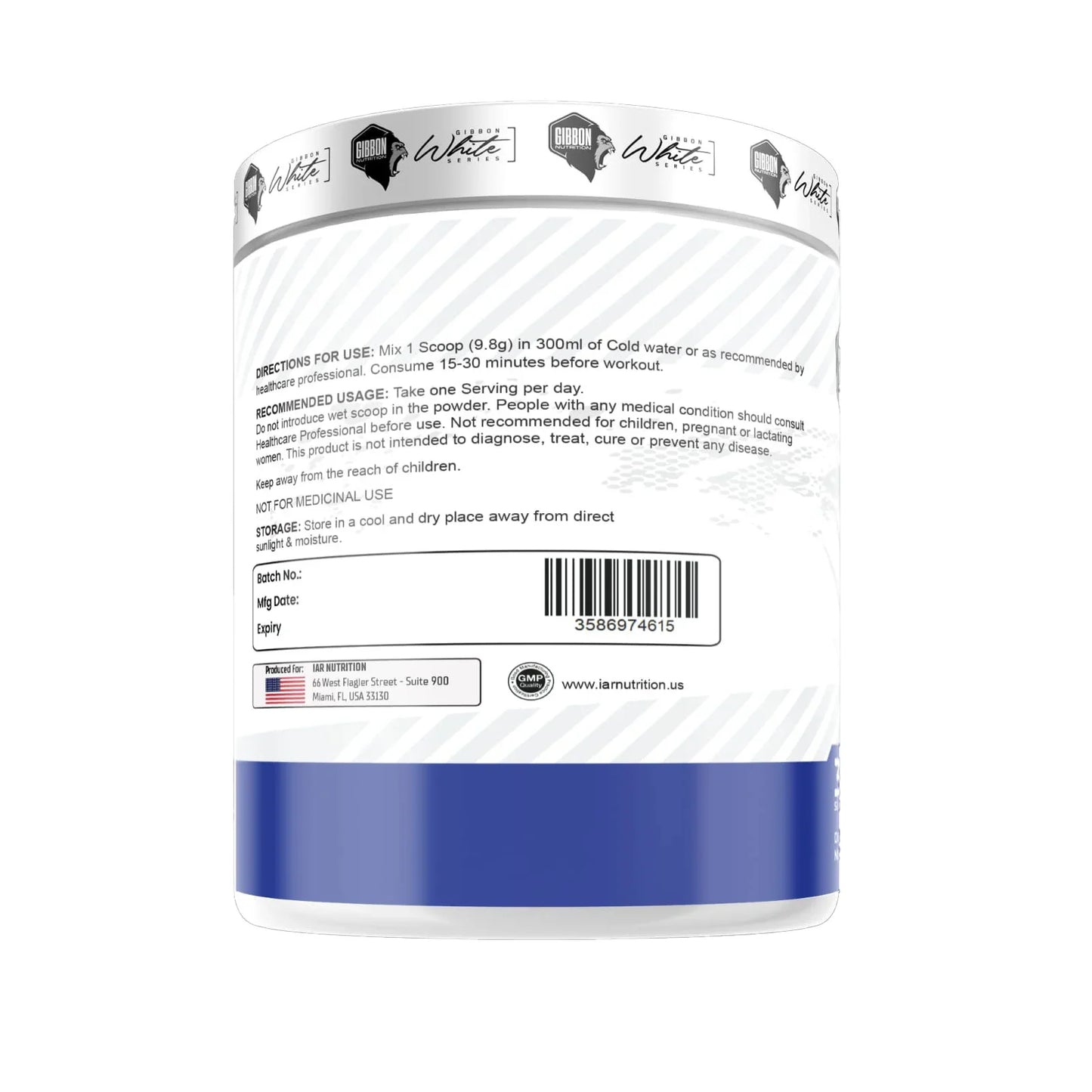 Gibbon White Series Broken Arrow Pre-Workout 294G 30 servings