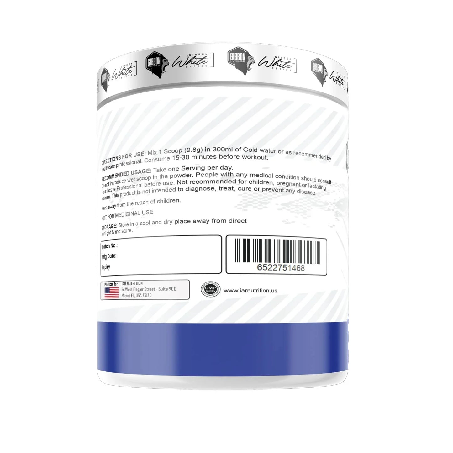 Gibbon White Series Broken Arrow Pre-Workout 294G 30 servings