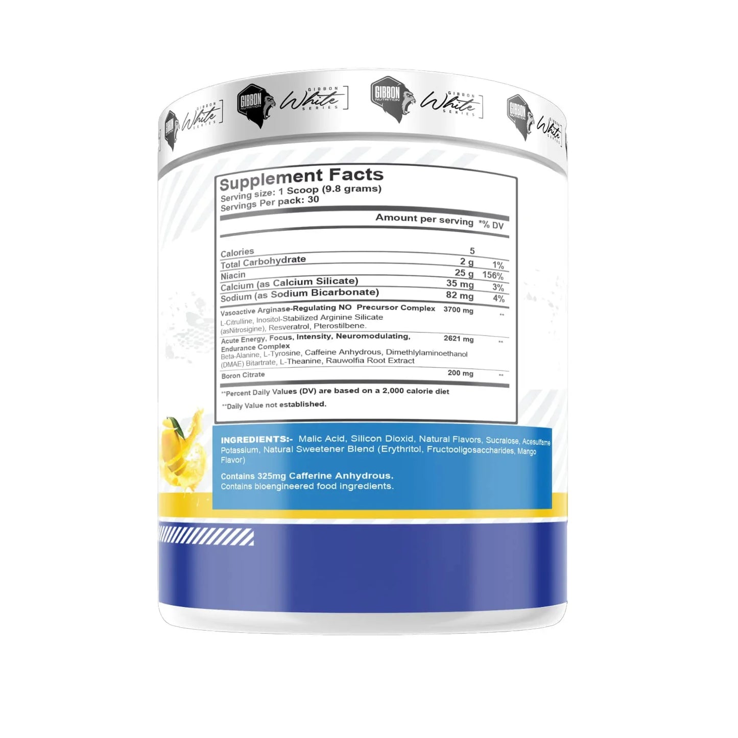 Gibbon White Series Broken Arrow Pre-Workout 294G 30 servings