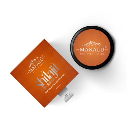 Makalu Shilajit Resin with Saffron – Pure Himalayan Strength & Vitality Booster (20gm)