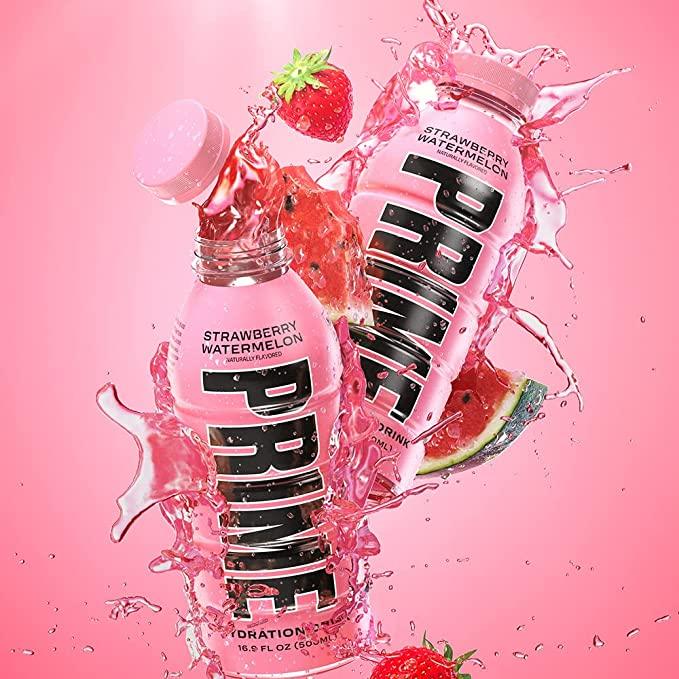 Prime Hydration Drink Sports Beverage "STRAWBERRY WATERMELON," Naturally Flavored, 10% Coconut Water, 250mg BCAAs, B Vitamins, Antioxidants, 834mg Electrolytes, Only 20 Calories per 16.9 Fl Oz Bottle - Life of Riley Supplements Trading LLC