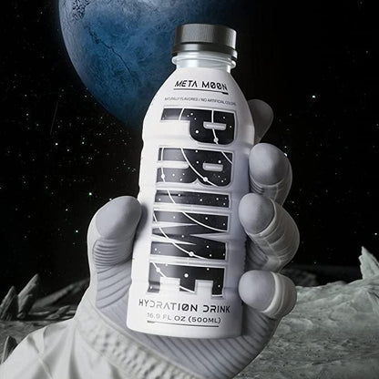 Prime Hydration Drink Sports Beverage "META MOON," Naturally Flavored, 10% Coconut Water, 250mg BCAAs, B Vitamins, Antioxidants, 834mg Electrolytes, Only 20 Calories per 16.9 Fl Oz Bottle - Life of Riley Supplements Trading LLC