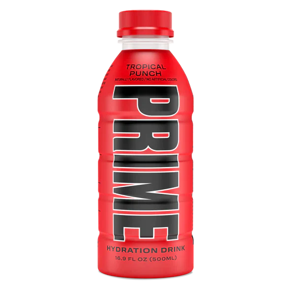 Prime Hydration Drink Sports Beverage "TROPICAL PUNCH," Naturally Flavored, 10% Coconut Water, 250mg BCAAs, B Vitamins, Antioxidants, 835mg Electrolytes, 25 Calories per 16.9 Fl Oz Bottle - Life of Riley Supplements Trading LLC