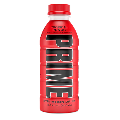 Prime Hydration Drink Sports Beverage "TROPICAL PUNCH," Naturally Flavored, 10% Coconut Water, 250mg BCAAs, B Vitamins, Antioxidants, 835mg Electrolytes, 25 Calories per 16.9 Fl Oz Bottle - Life of Riley Supplements Trading LLC