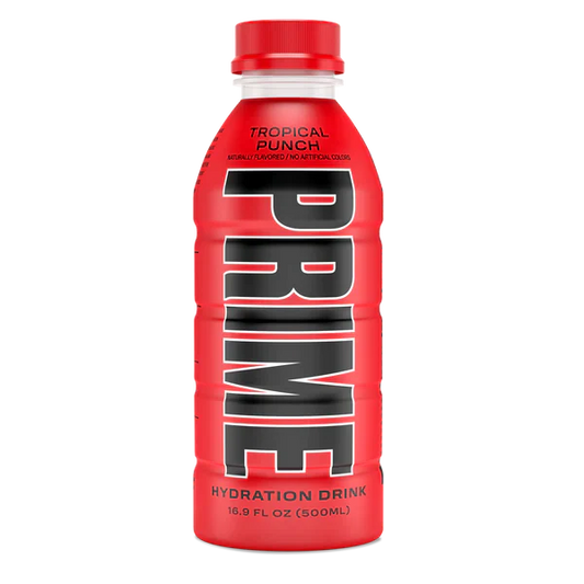 Prime Hydration Drink Sports Beverage "TROPICAL PUNCH," Naturally Flavored, 10% Coconut Water, 250mg BCAAs, B Vitamins, Antioxidants, 835mg Electrolytes, 25 Calories per 16.9 Fl Oz Bottle - Life of Riley Supplements Trading LLC