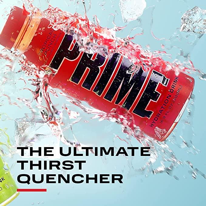 Prime Hydration Drink Sports Beverage "TROPICAL PUNCH," Naturally Flavored, 10% Coconut Water, 250mg BCAAs, B Vitamins, Antioxidants, 835mg Electrolytes, 25 Calories per 16.9 Fl Oz Bottle - Life of Riley Supplements Trading LLC