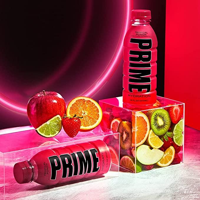 Prime Hydration Drink Sports Beverage "TROPICAL PUNCH," Naturally Flavored, 10% Coconut Water, 250mg BCAAs, B Vitamins, Antioxidants, 835mg Electrolytes, 25 Calories per 16.9 Fl Oz Bottle - Life of Riley Supplements Trading LLC