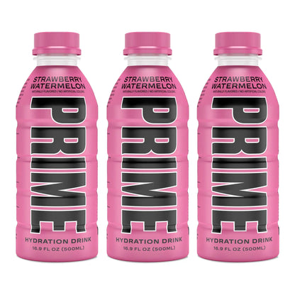 Prime Hydration Drink Sports Beverage "STRAWBERRY WATERMELON," Naturally Flavored, 10% Coconut Water, 250mg BCAAs, B Vitamins, Antioxidants, 834mg Electrolytes, Only 20 Calories per 16.9 Fl Oz Bottle - Life of Riley Supplements Trading LLC