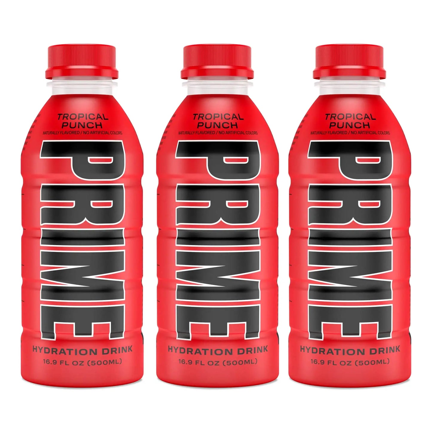 Prime Hydration Drink Sports Beverage "TROPICAL PUNCH," Naturally Flavored, 10% Coconut Water, 250mg BCAAs, B Vitamins, Antioxidants, 835mg Electrolytes, 25 Calories per 16.9 Fl Oz Bottle - Life of Riley Supplements Trading LLC